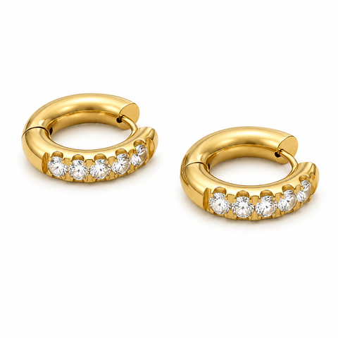 We Are Emte- Cleo Crystal Hoops in Gold Plated