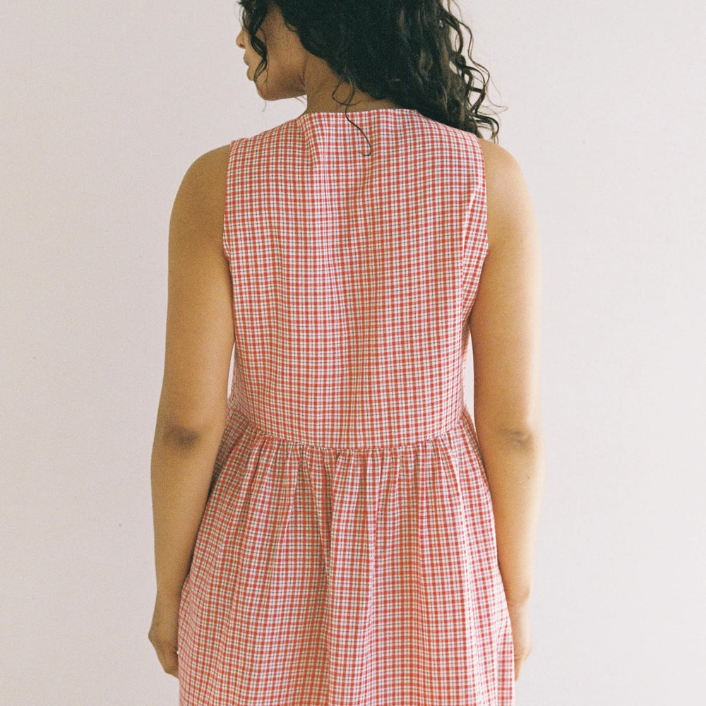 
                      
                        JUNI - Hunter Mini Dress in Red Check
                      
                    