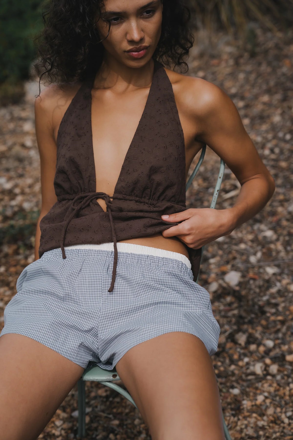 JUNI - Lucia Boxer Short in Check Print