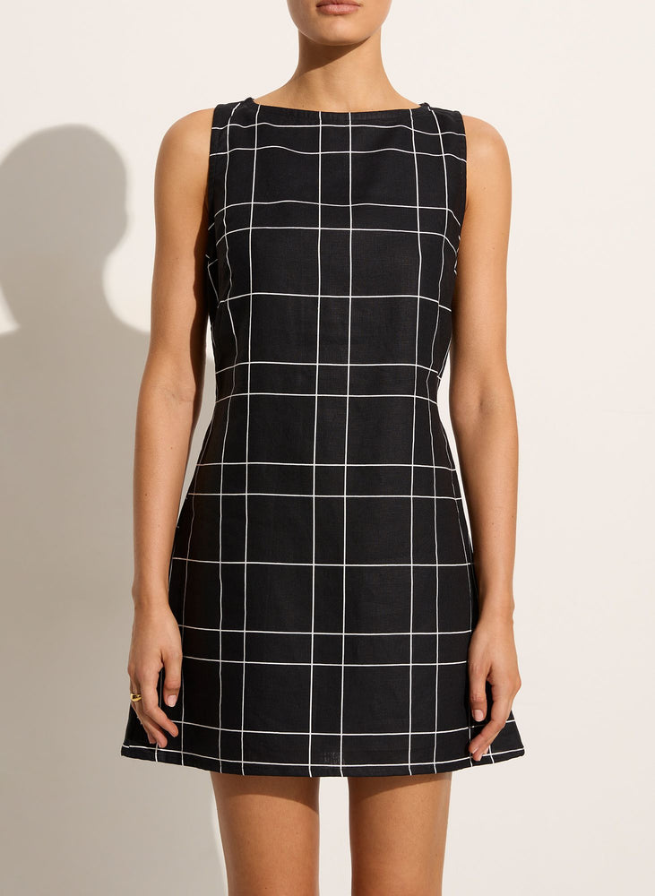
            
                Load image into Gallery viewer, Faithfull The Brand - Lui Mini Dress in Black Letizia Check
            
        
