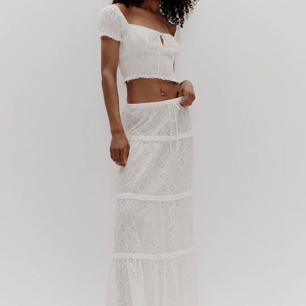 
                      
                        Ownley - Leilani Crop Top in White Broderie
                      
                    