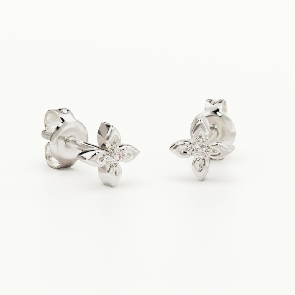 By Charlotte - Lotus Stud Earrings in Silver