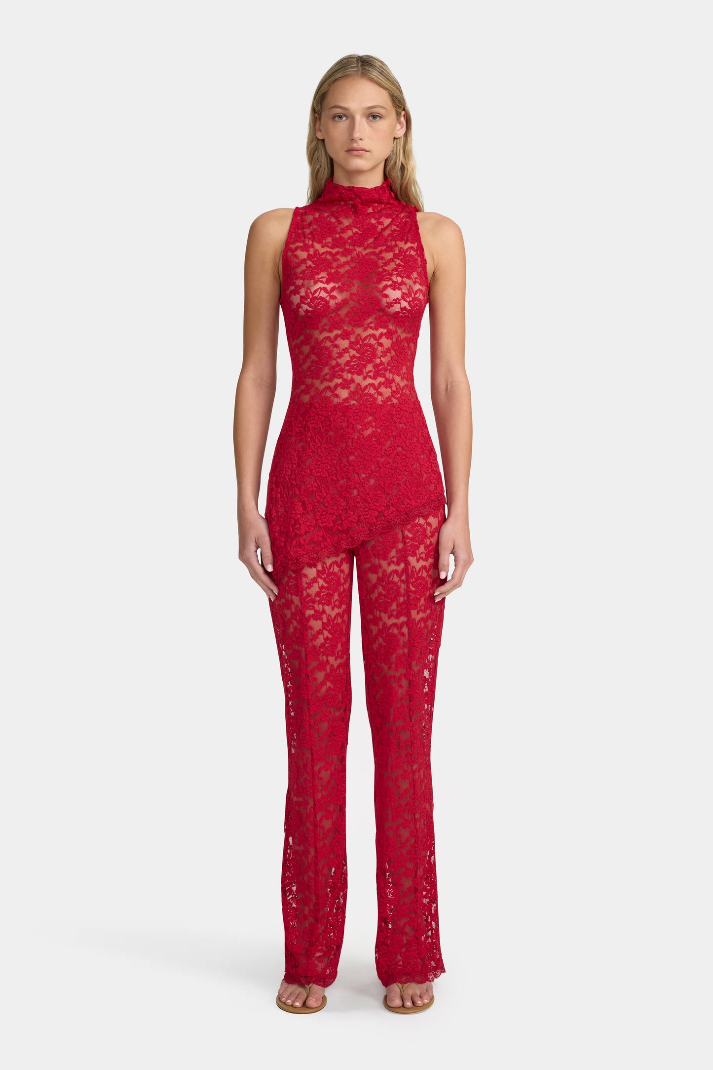 Ownley - Evangeline Lace Pant in Rouje