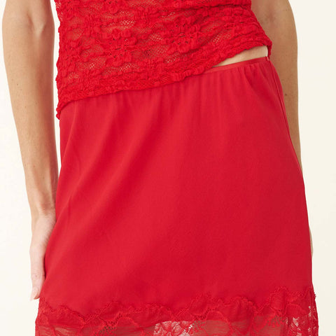 ROWIE - Marina Silk Mini Skirt in Flame Red
