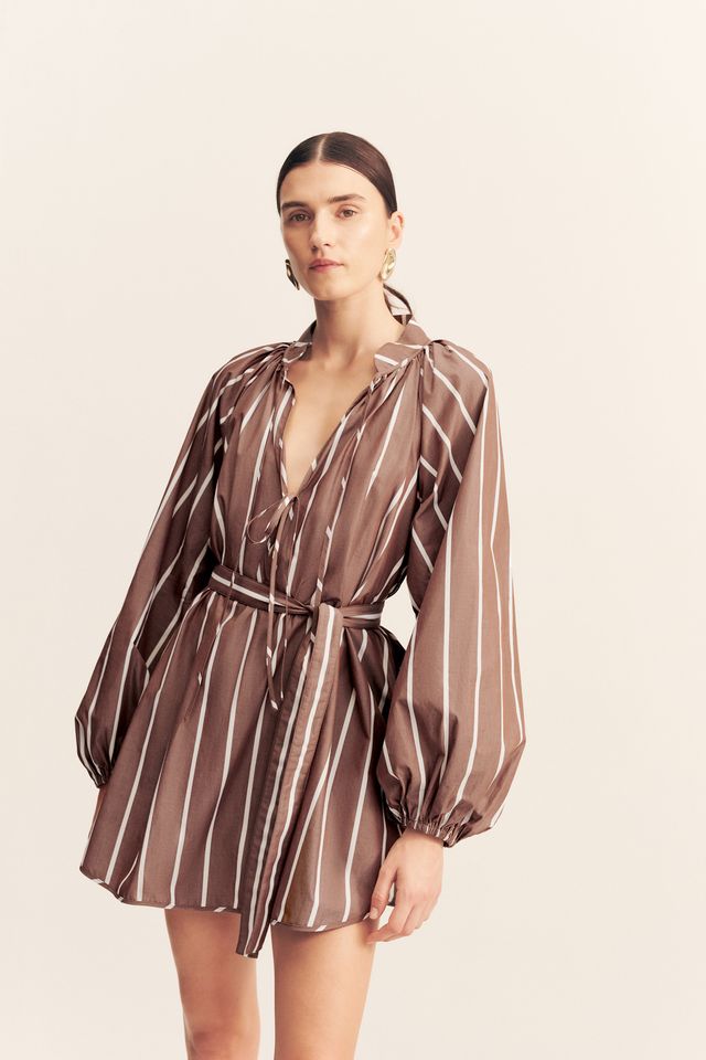 Shona Joy - Spencer Blouson Mini Dress in Cafe Au Lait