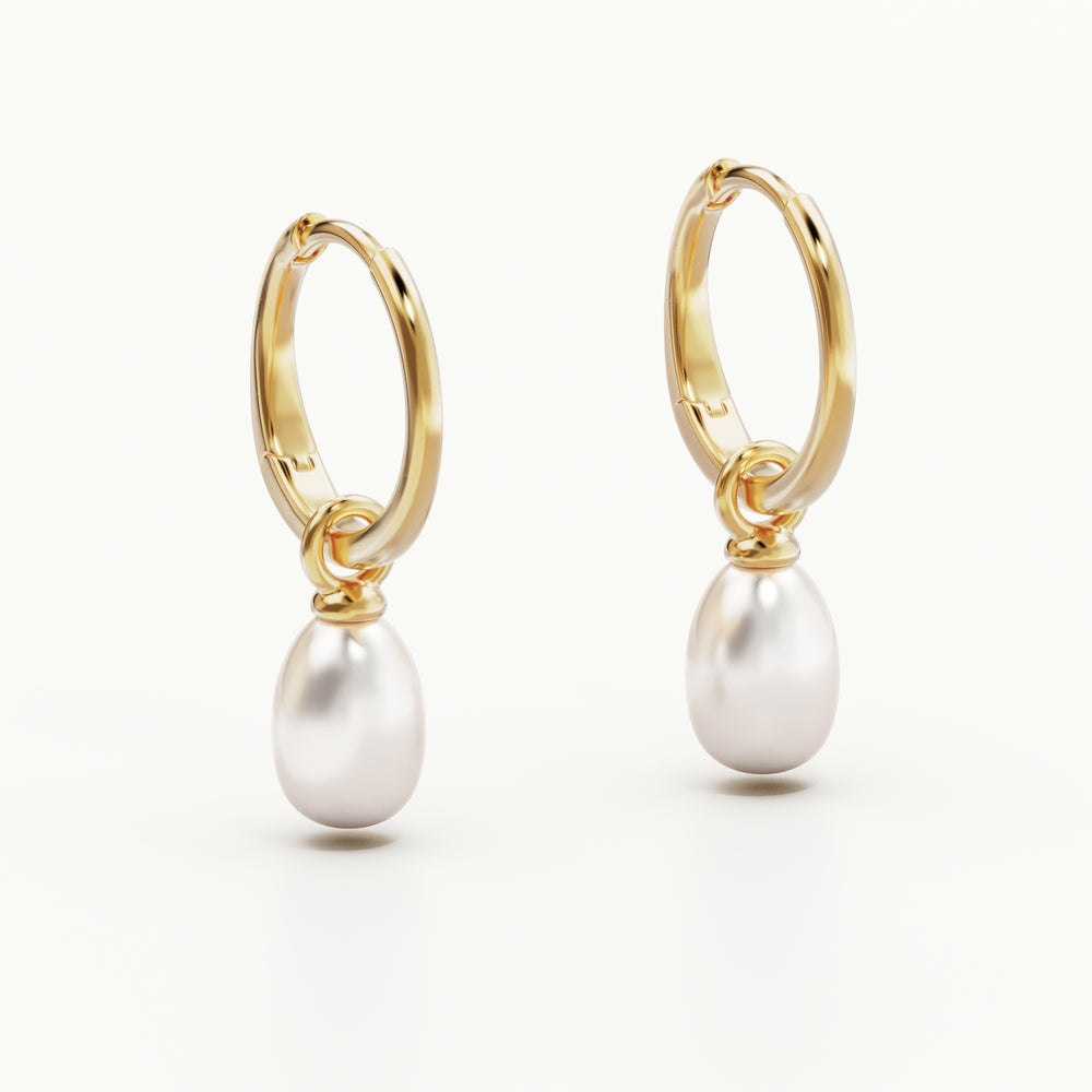 
            
                Load image into Gallery viewer, By Charlotte - Live in Peace Pearl Hoop Earrings in Gold
            
        