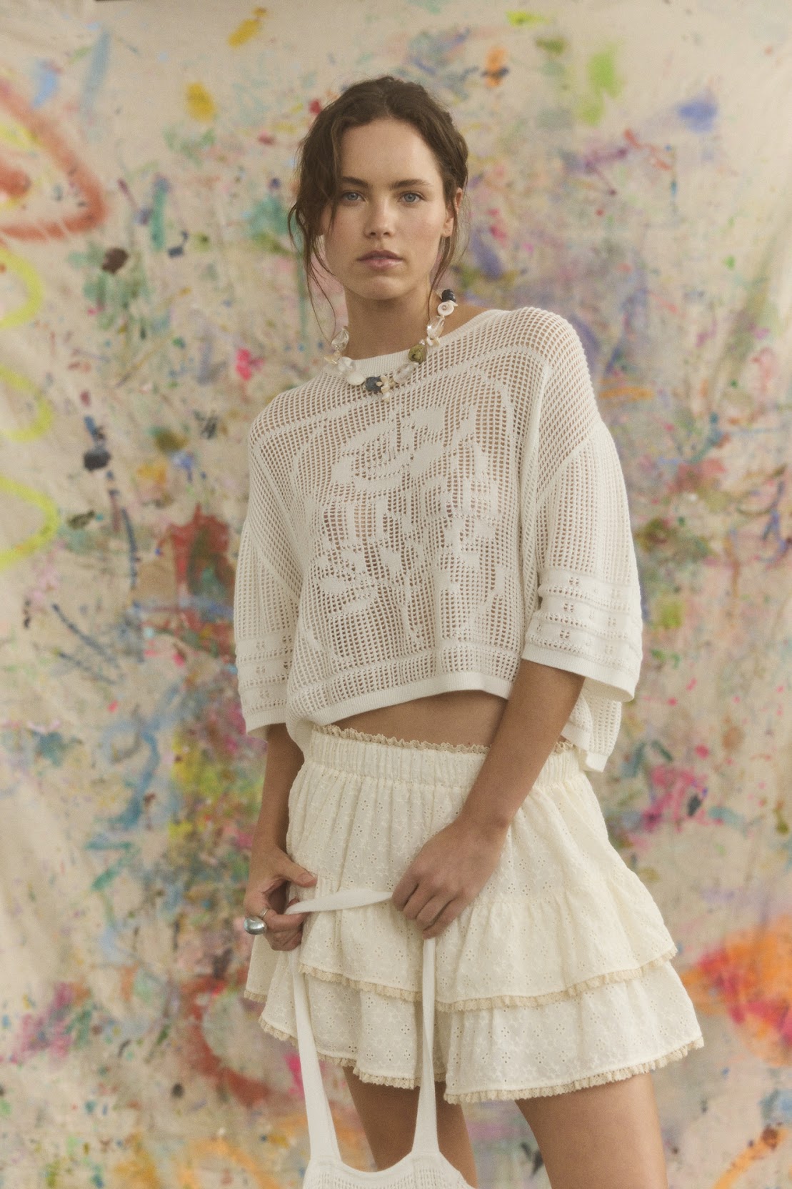 Kinga Csilla - Rosa Crochet Bayna Oversized Tee