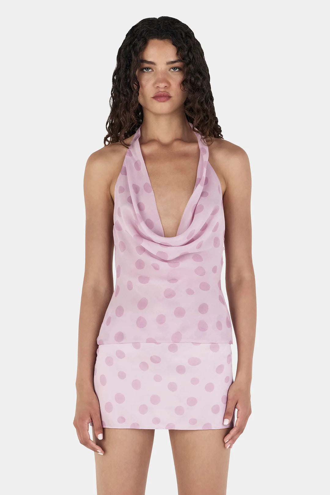 Hansen and Gretel - Rue Halter Top in Light Pink Spot