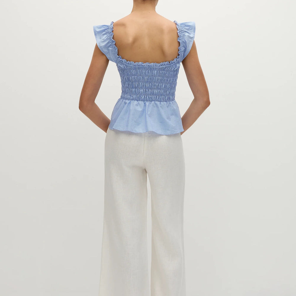 Faithfull The Brand - Eudora Top in Micro Gingham Soft Blue