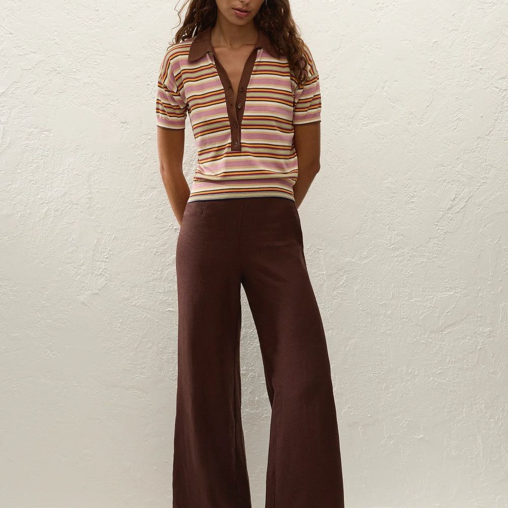 
                      
                        Faithfull The Brand - Sable Polo Shirt in Luis Stripe Dusty Mauve
                      
                    