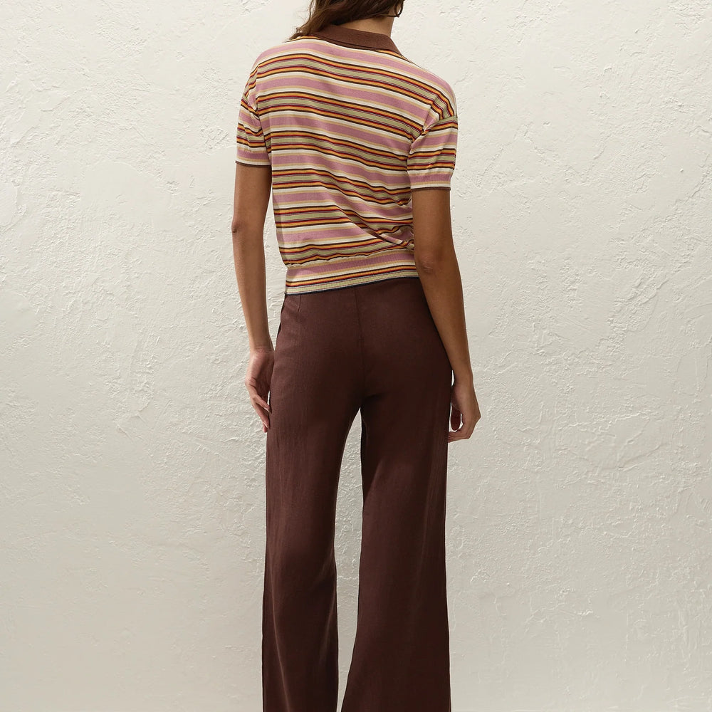 Faithfull The Brand - Sable Polo Shirt in Luis Stripe Dusty Mauve
