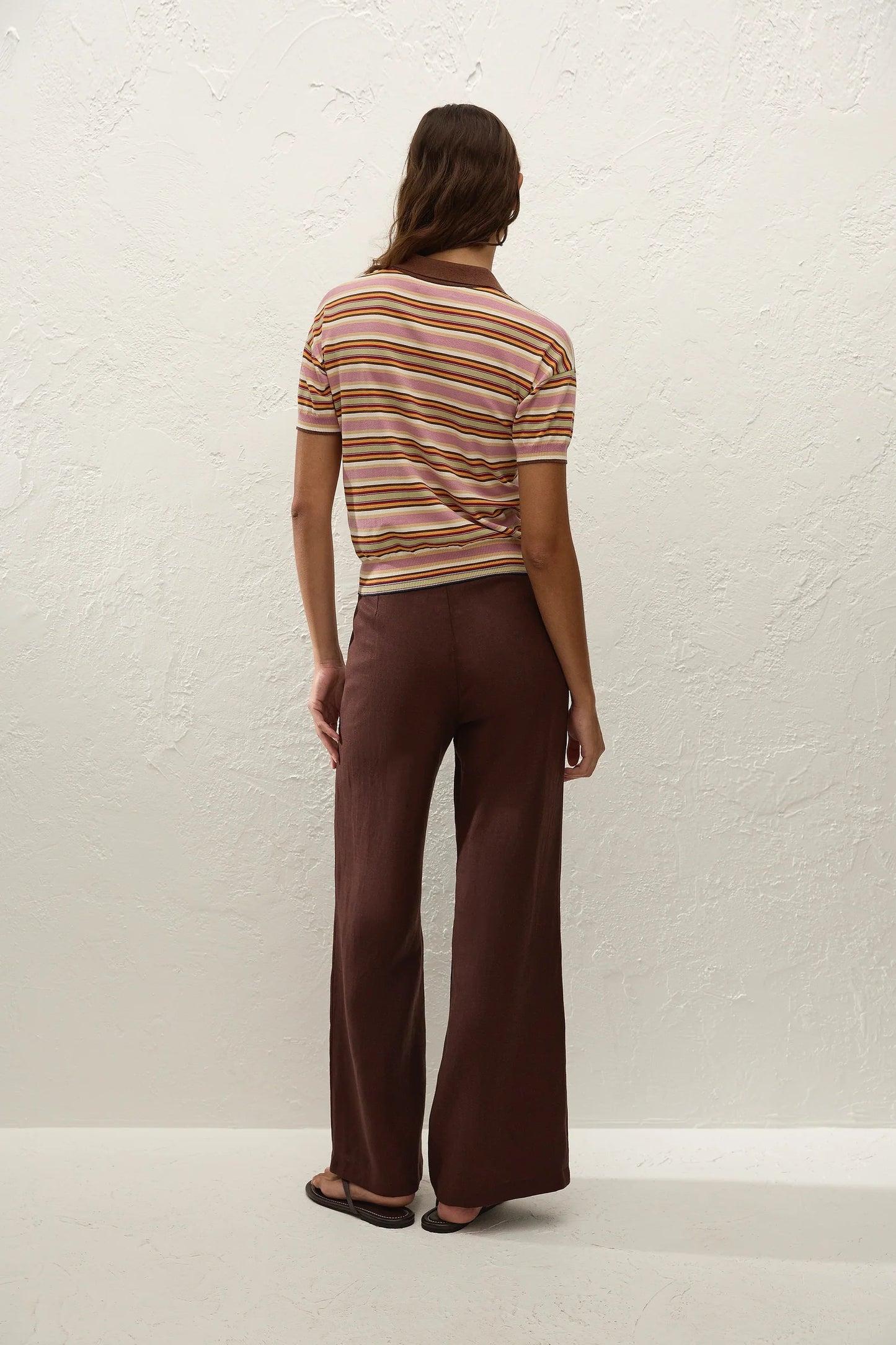 Faithfull The Brand - Sable Polo Shirt in Luis Stripe Dusty Mauve