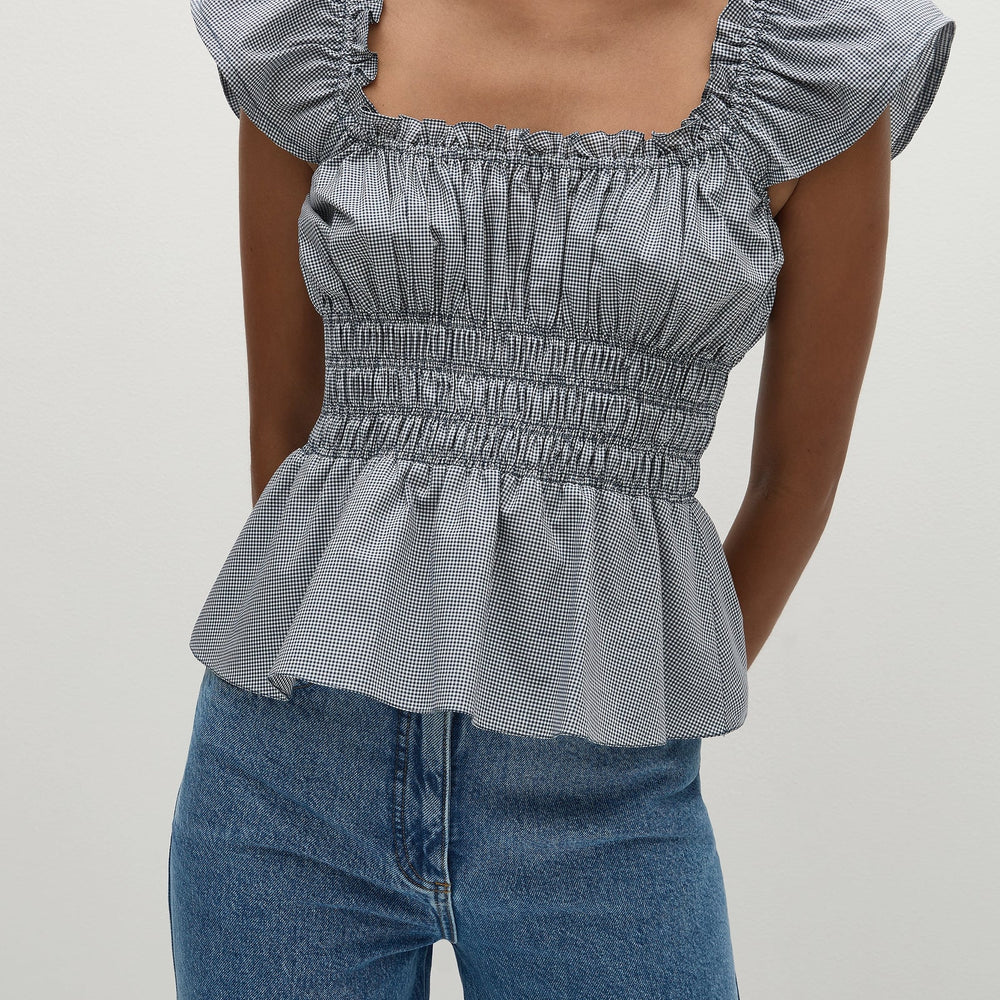 Faithfull The Brand - Janne Top Hanne Gingham Vintage Navy