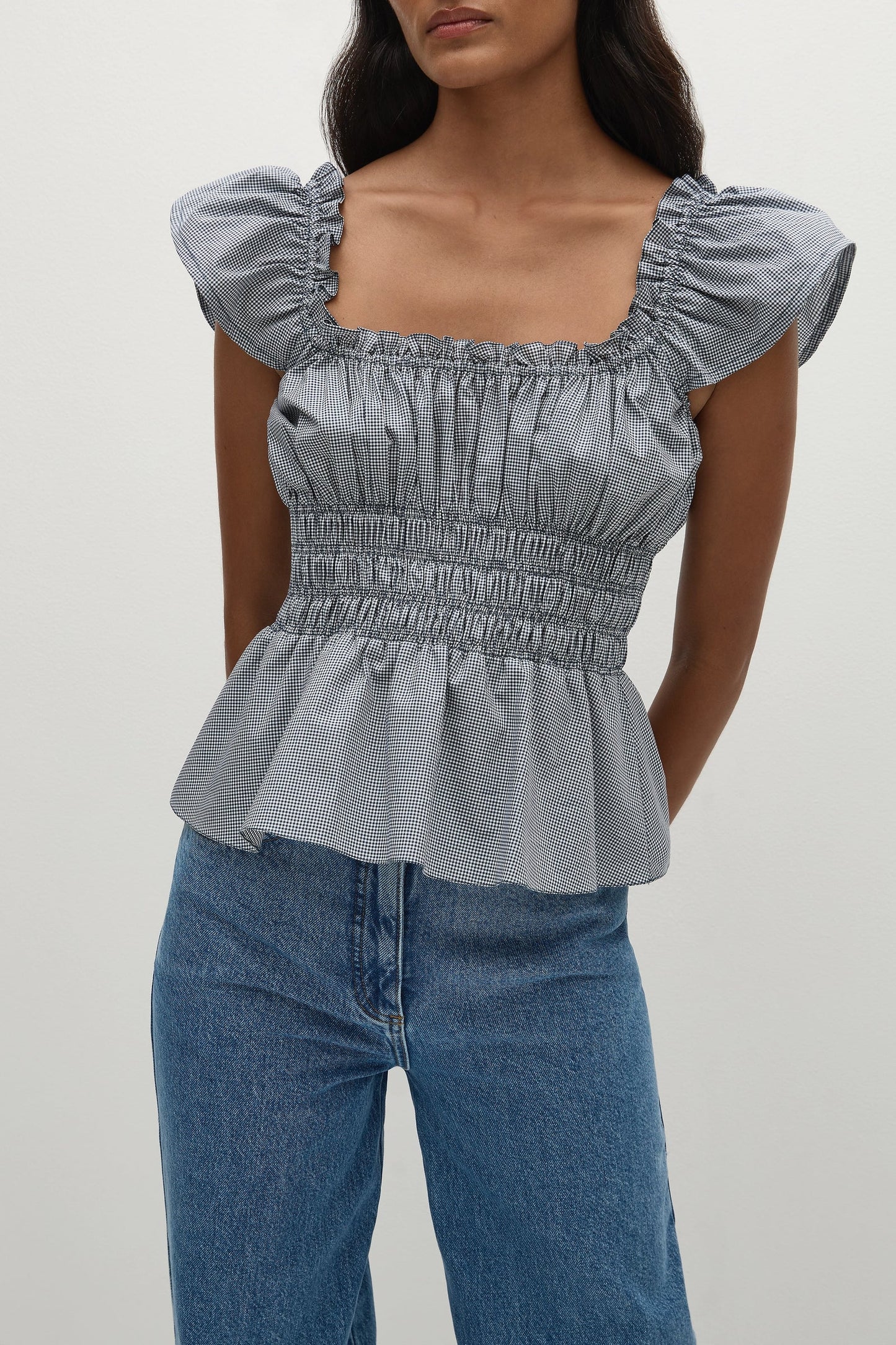 Faithfull The Brand - Janne Top Hanne Gingham Vintage Navy