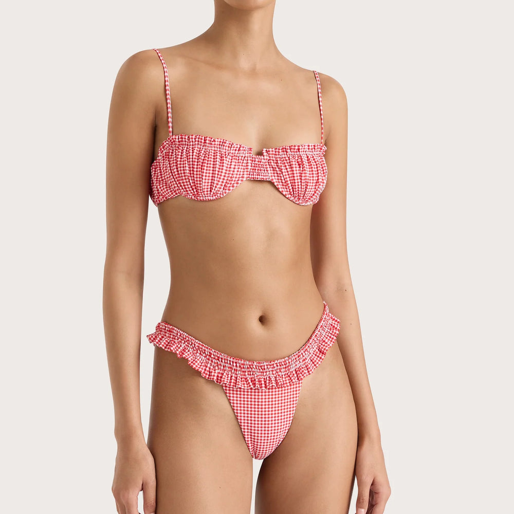 
                      
                        Faithfull The Brand - Esterel Bikini Top in Gingham Red
                      
                    