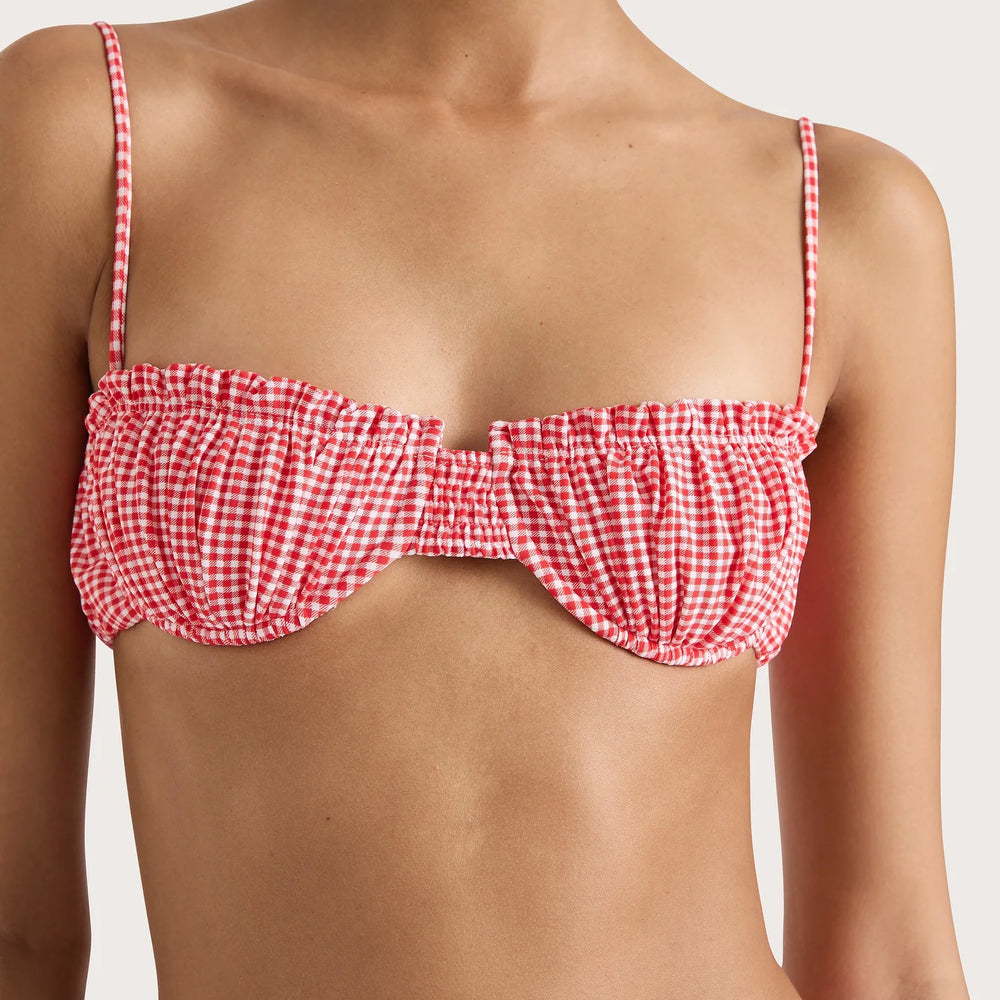 Faithfull The Brand - Esterel Bikini Top in Gingham Red