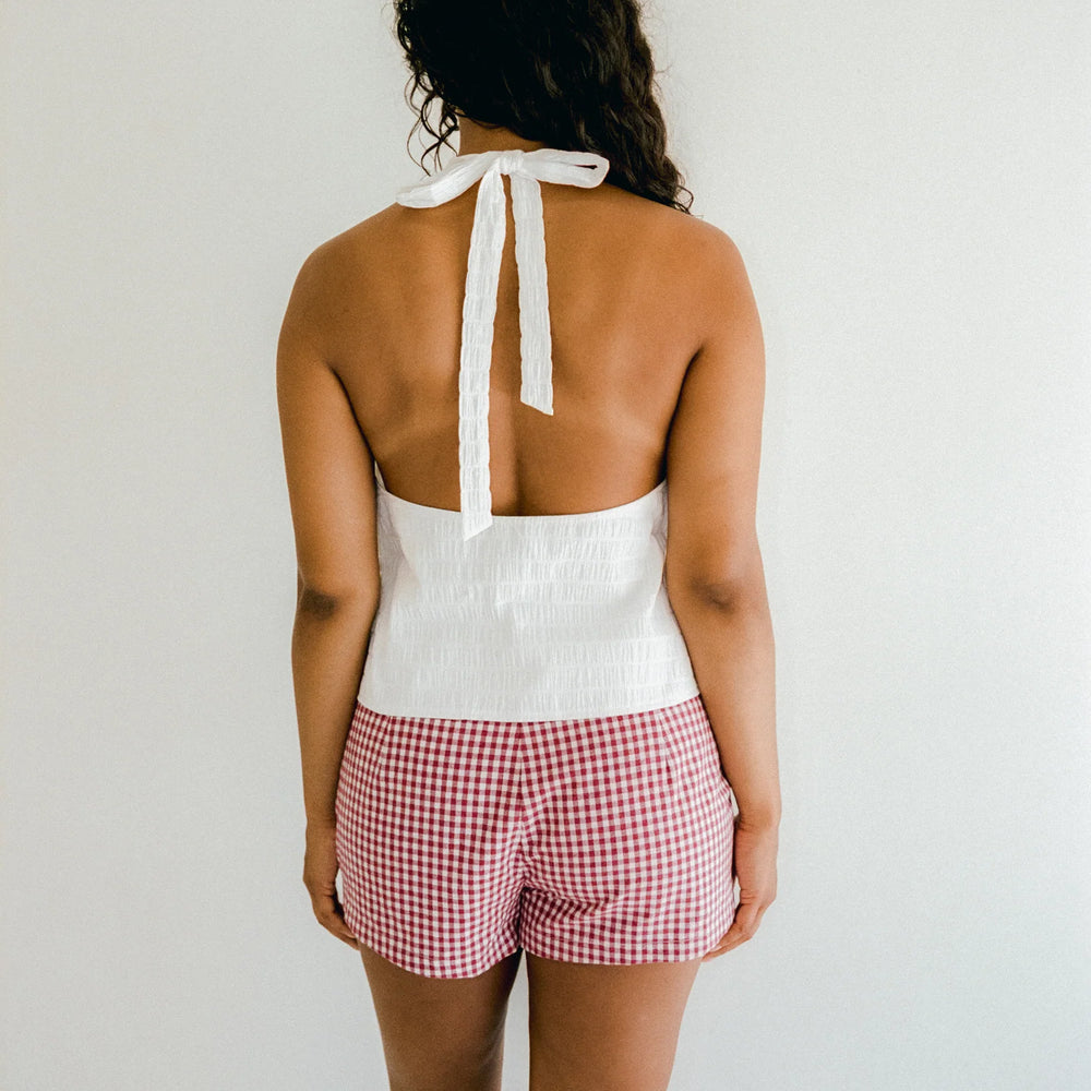 
                      
                        JUNI - June Tailored Short in Cherry Gingham
                      
                    