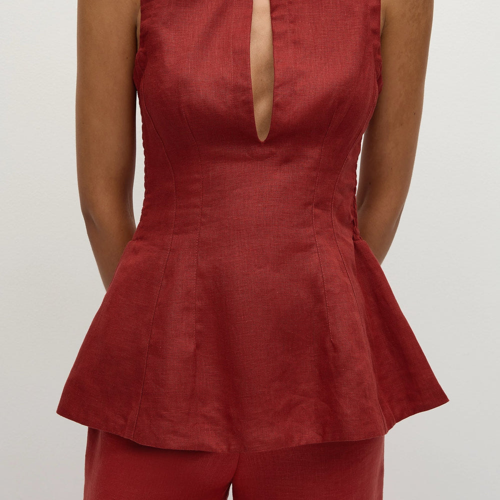 
                      
                        Faithfull The Brand - Melia Top in Deep Red
                      
                    