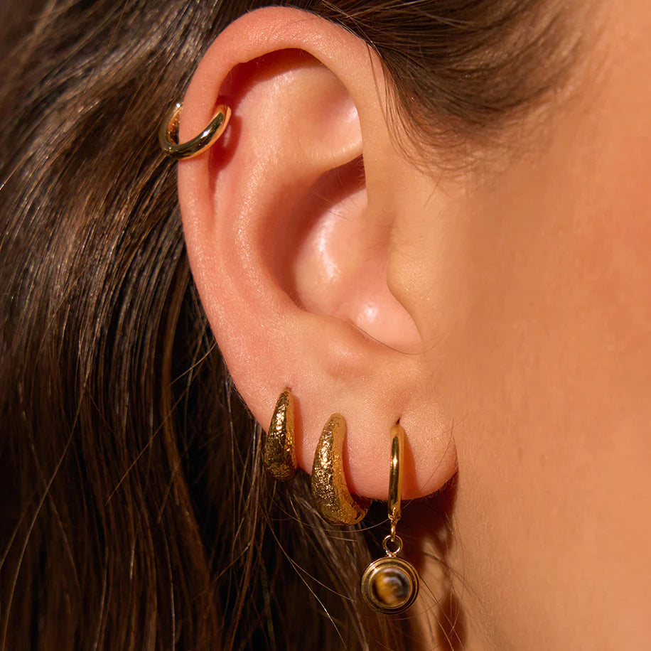 Arms of Eve - Asher Tiger Eye Hoop Earrings in Gold