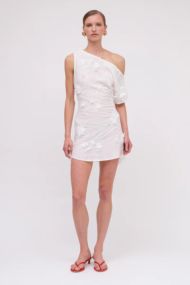 Suboo - Dylan Flower Tulle Mini Dress in White