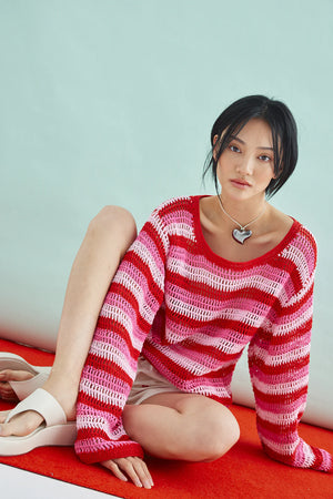 SOOT. - Relax Crochet Jumper in Sugar Stripe
