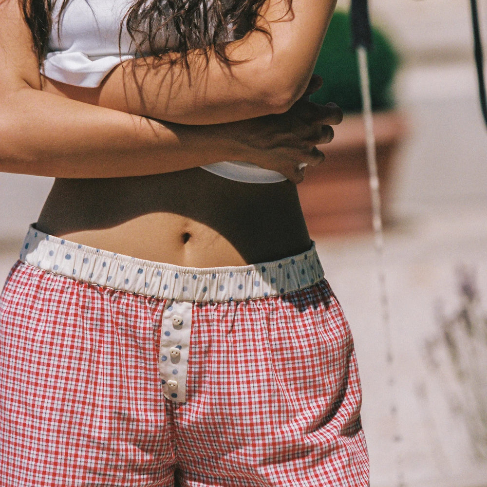 JUNI - Josie Boxer Short in Red Check