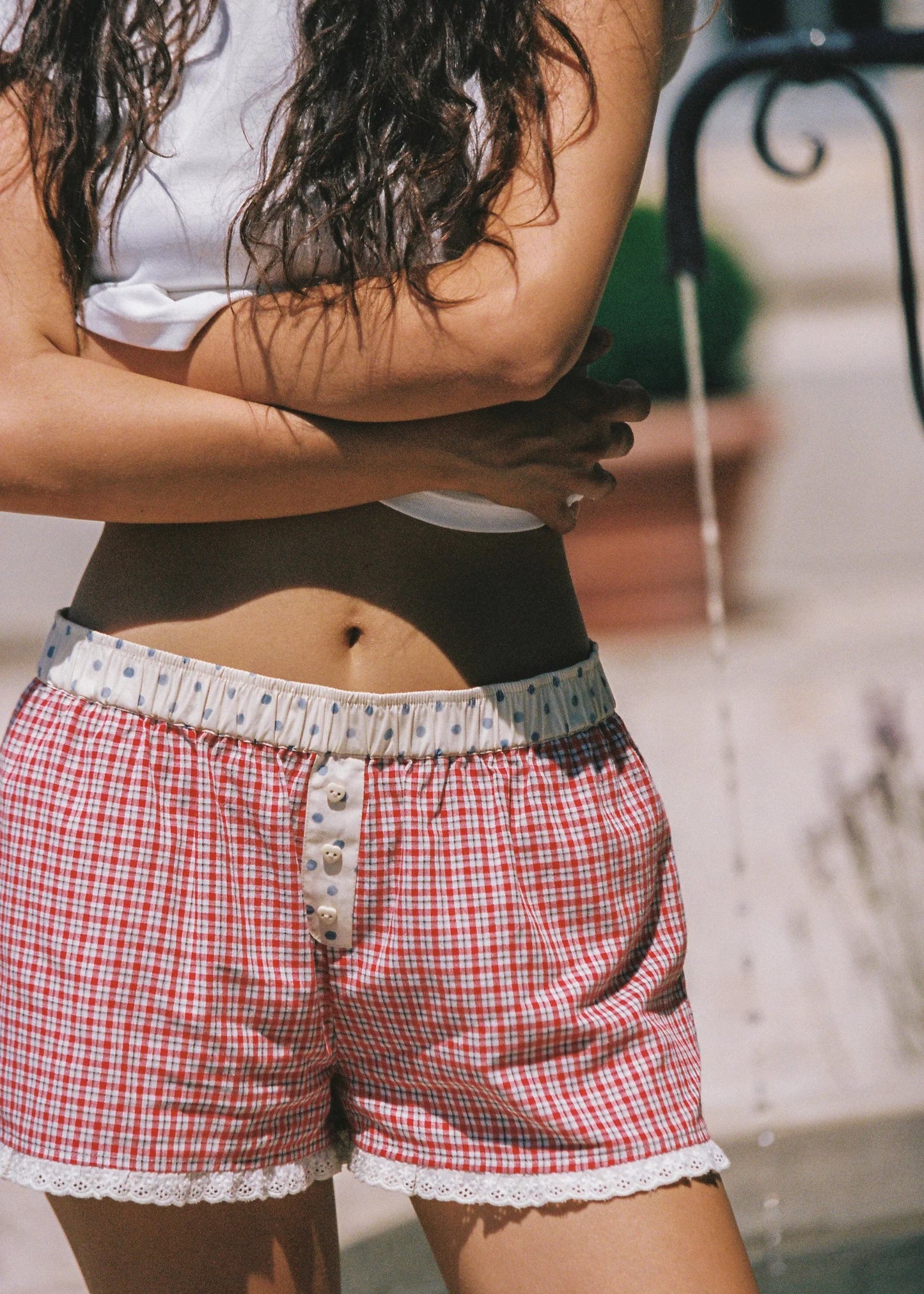 JUNI - Josie Boxer Short in Red Check