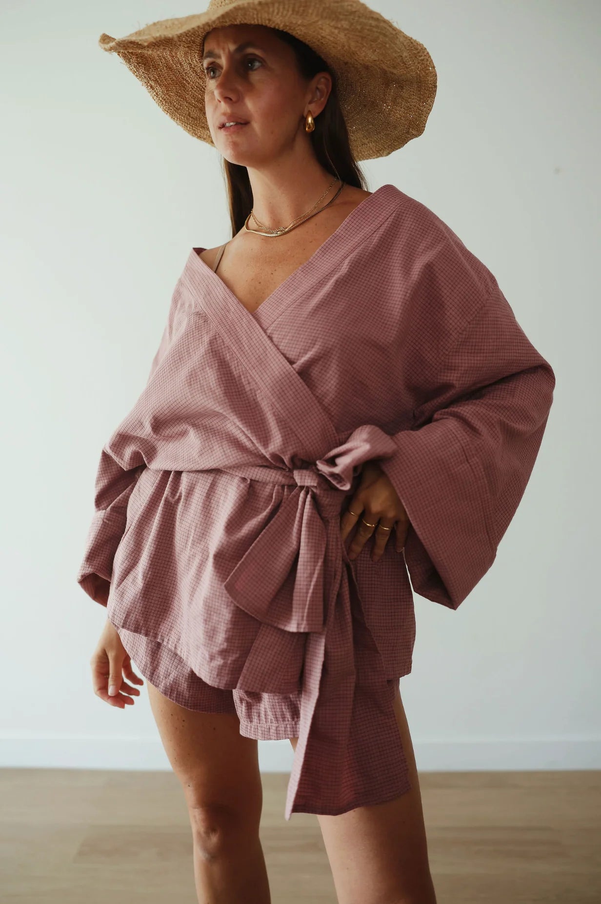 By Billie - Luella Kimono in Pink Check