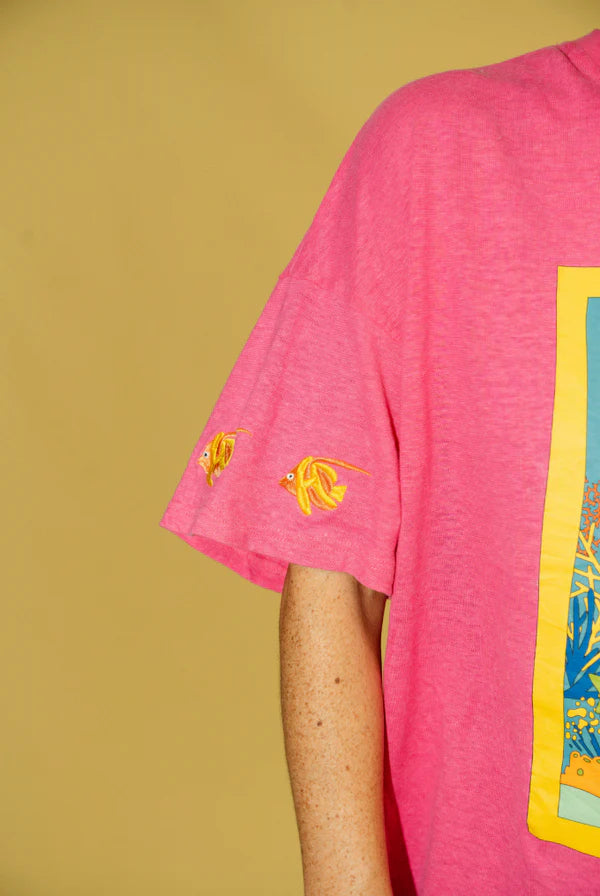 Spicy Dugong - Women's Hemp Spicy Geo Tee in Pink