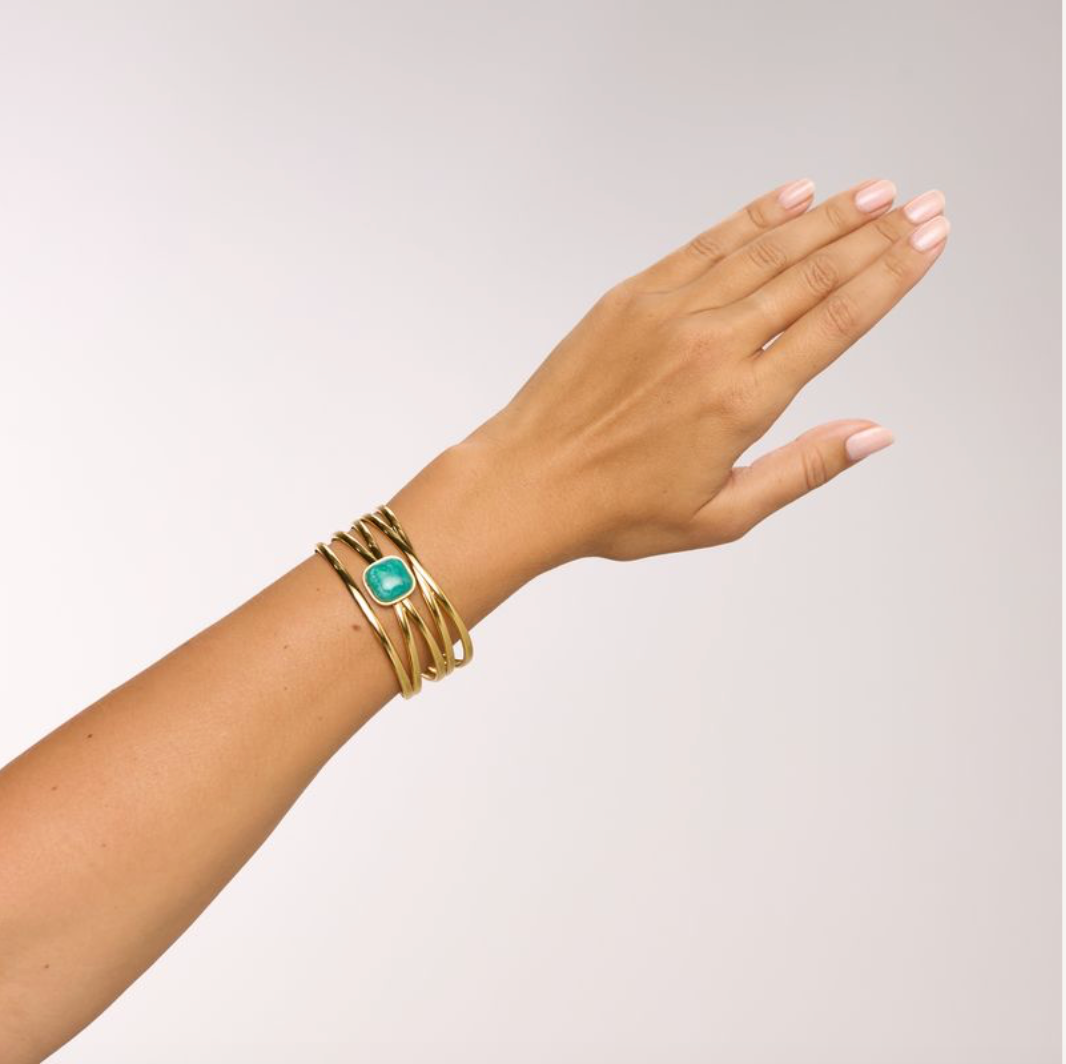 We Are Emte - Boheme Cuff in Gold + Turquoise