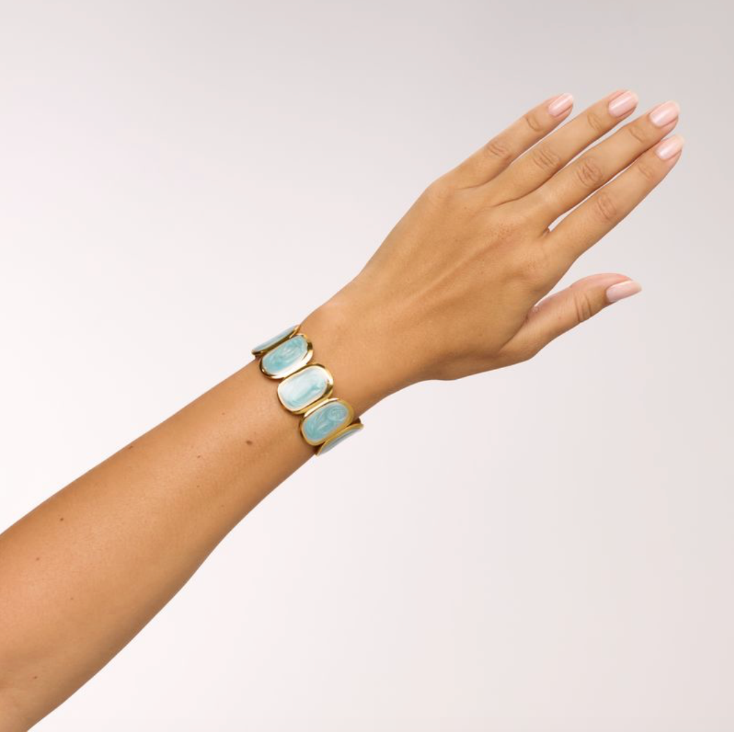 We Are Emte - Rover Cuff in Gold + Blue Enamel