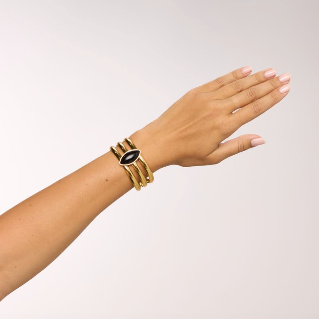 We Are Emte - Gypsy Cuff in Gold + Onyx