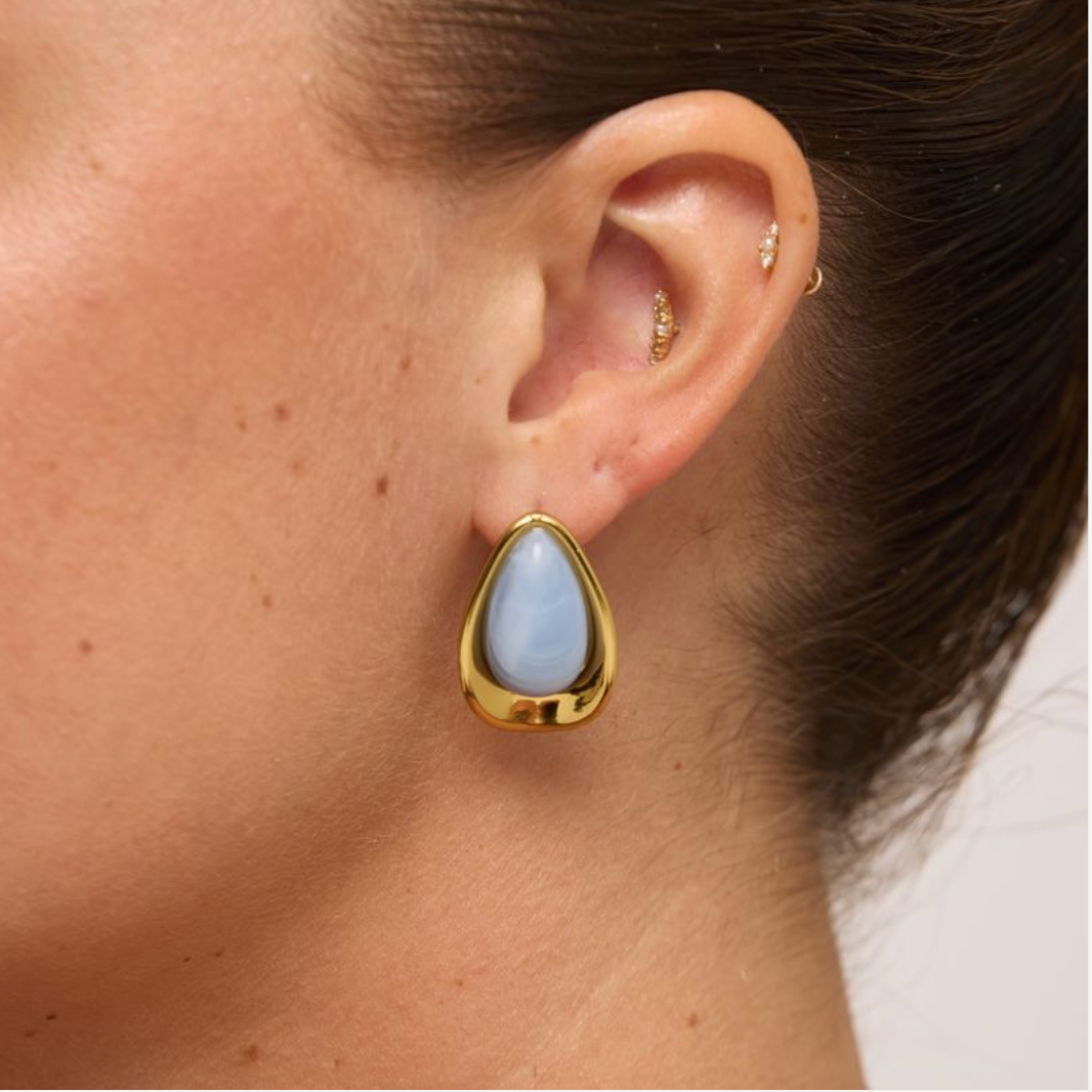 We Are Emte- Zuri Earrings in 18k Gold Plated + Blue