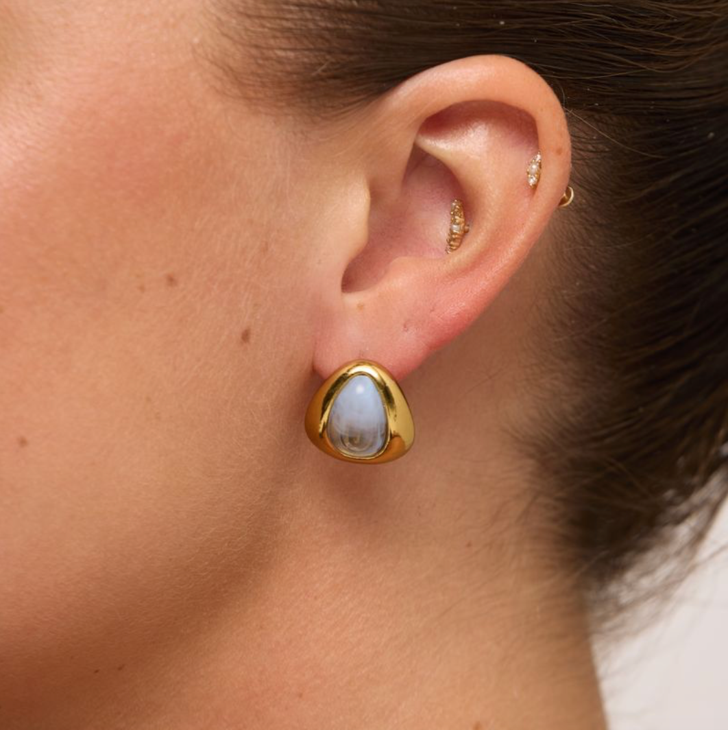We Are Emte- Zina Earrings in 18k Gold Plated + Blue