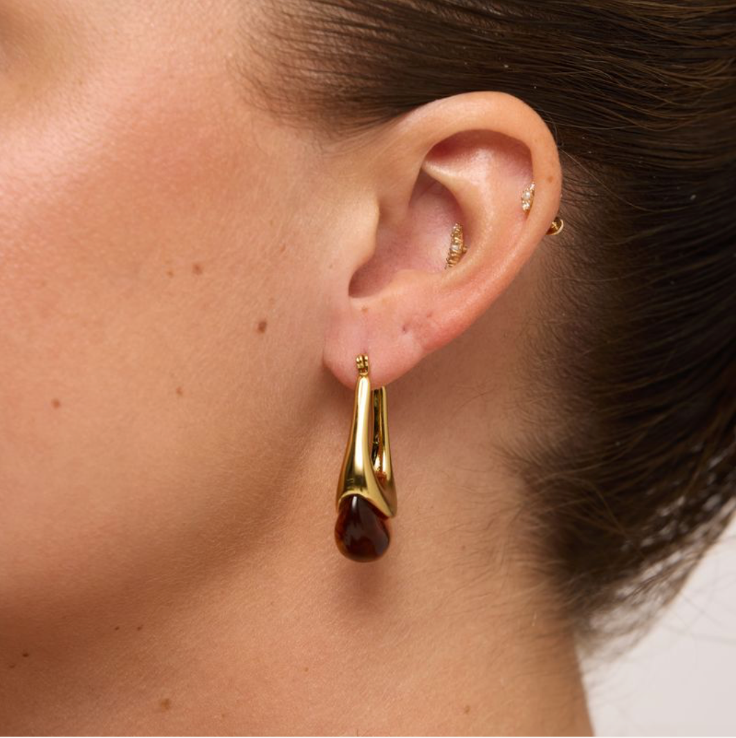 We Are Emte- Zara Hoop Earrings in 18k Gold Plated + Tort