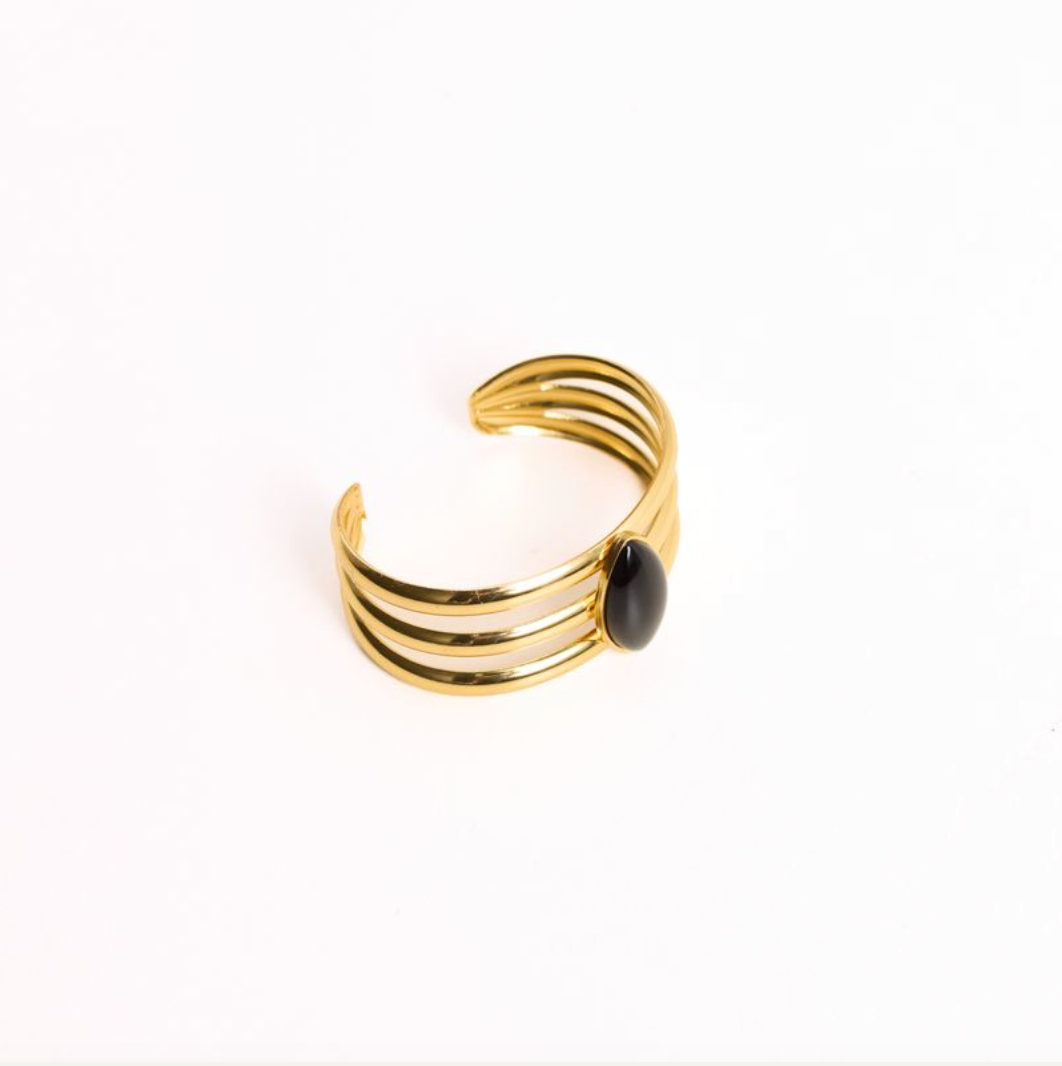 We Are Emte - Gypsy Cuff in Gold + Onyx