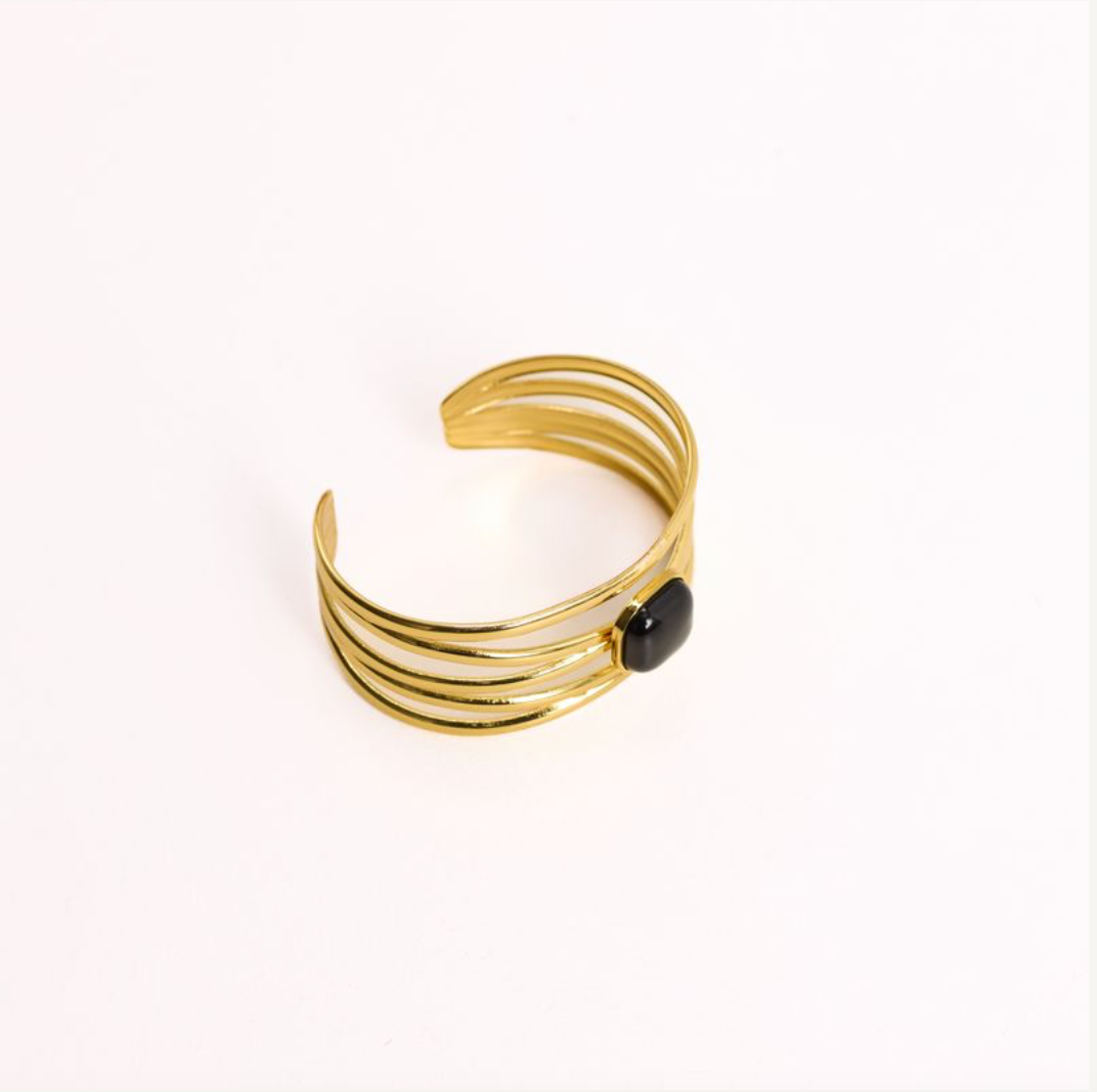 We Are Emte - Boheme Cuff in Gold + Onyx