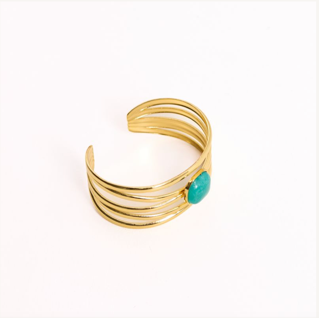 We Are Emte - Boheme Cuff in Gold + Turquoise