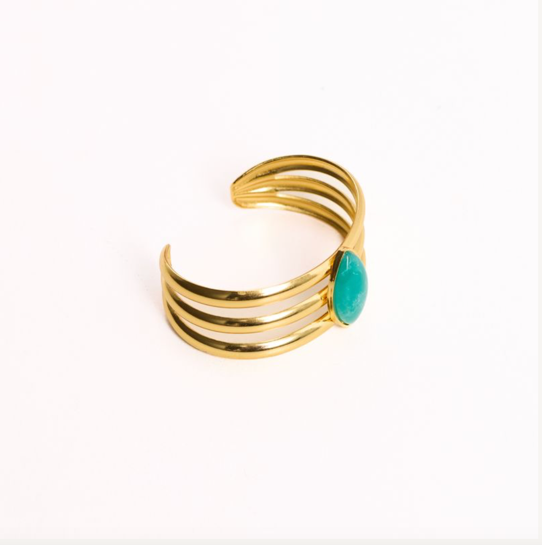 We Are Emte - Gypsy Cuff in Gold + Turquoise