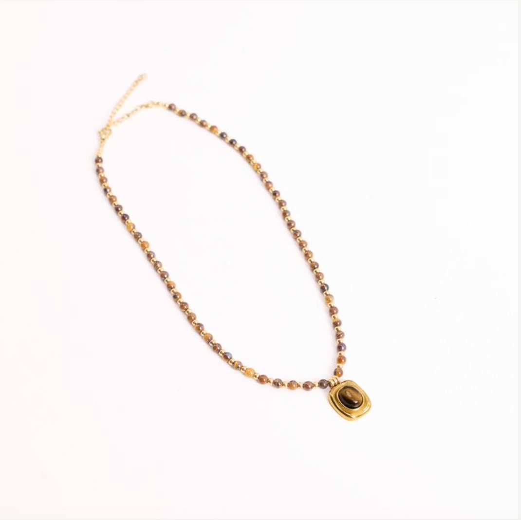 We Are Emte- Sahara Necklace in 18k Gold Plated + Tigers Eye