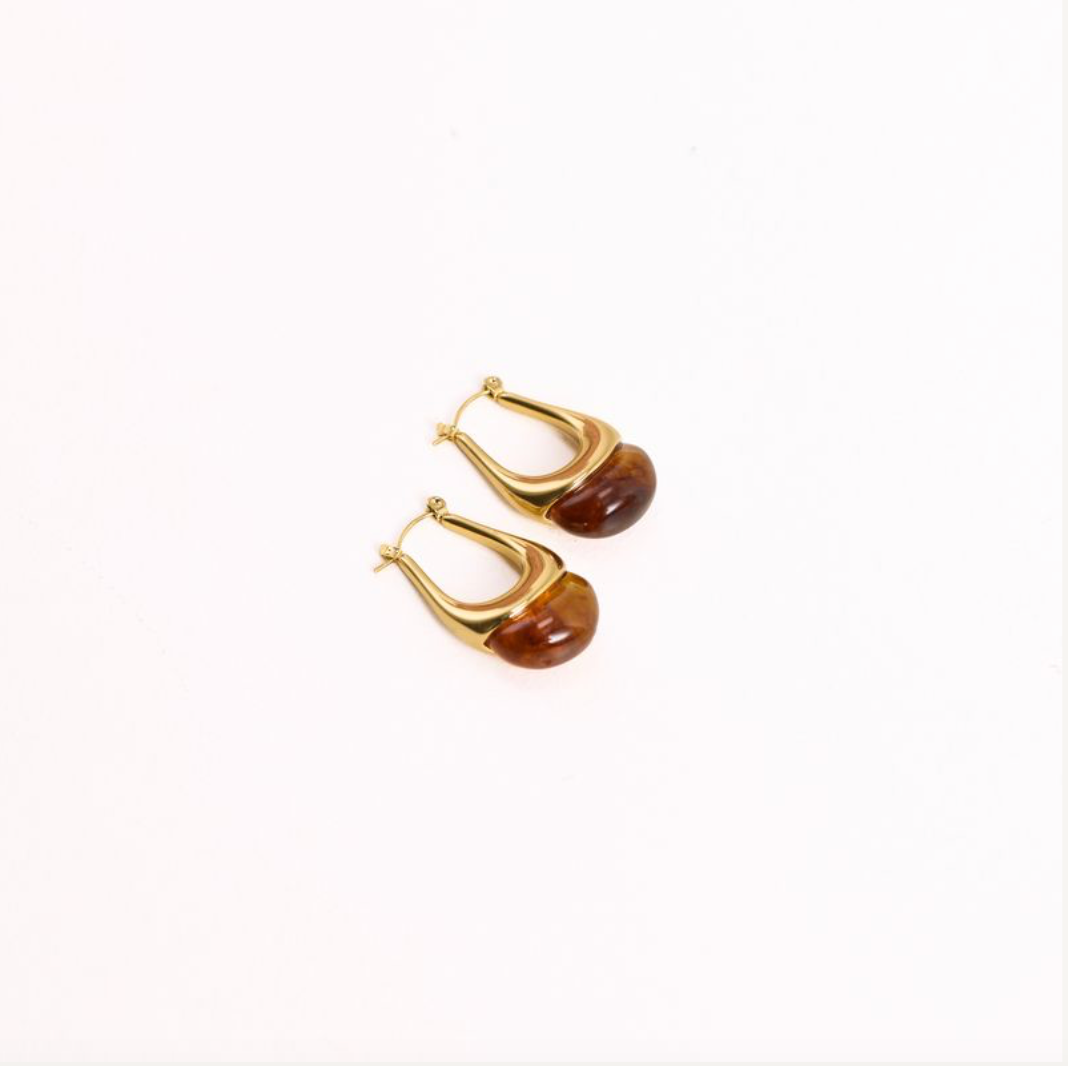 We Are Emte- Zara Hoop Earrings in 18k Gold Plated + Tort