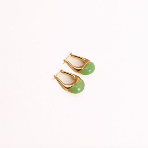 We Are Emte- Zara Hoop Earrings in 18k Gold Plated + Green