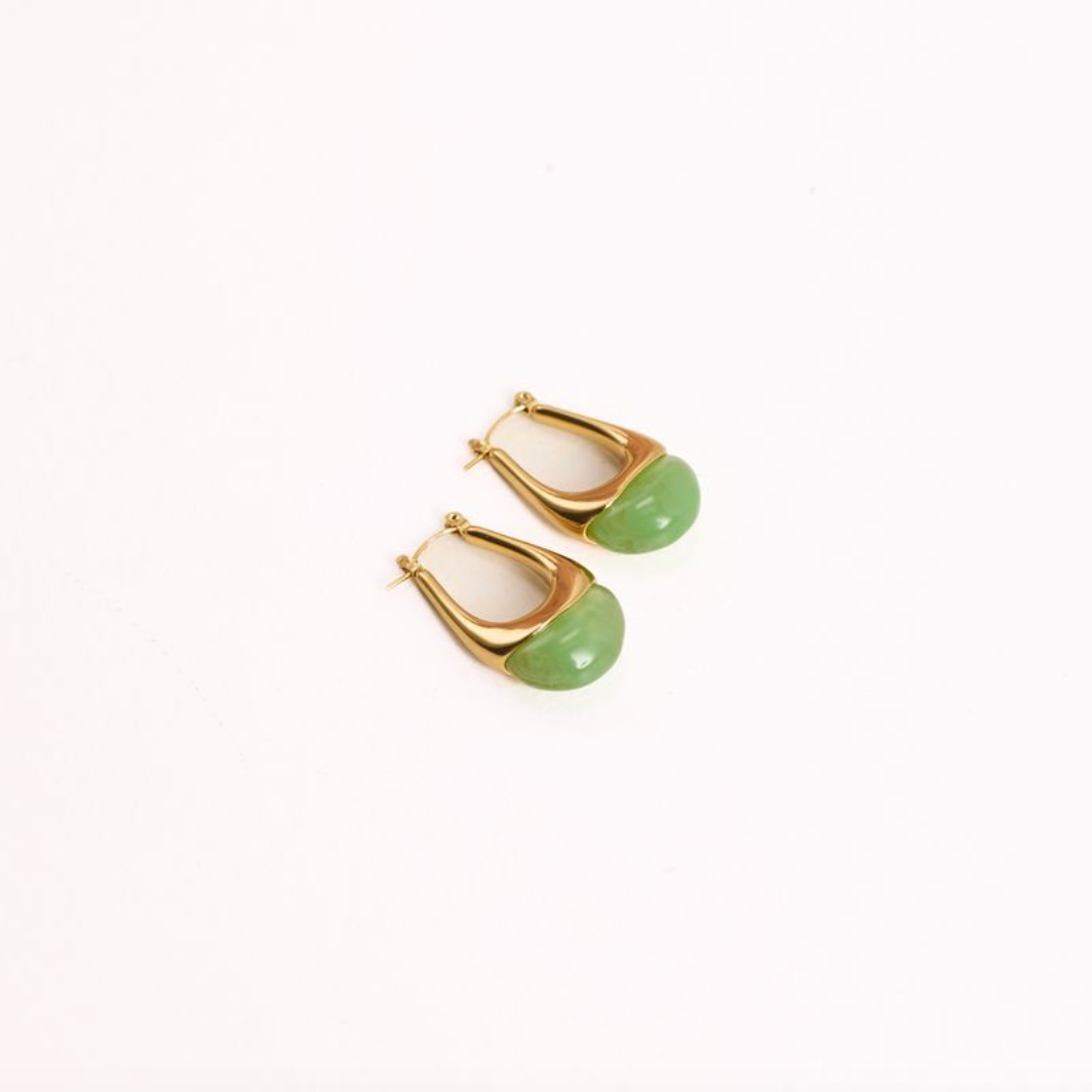 We Are Emte- Zara Hoop Earrings in 18k Gold Plated + Green