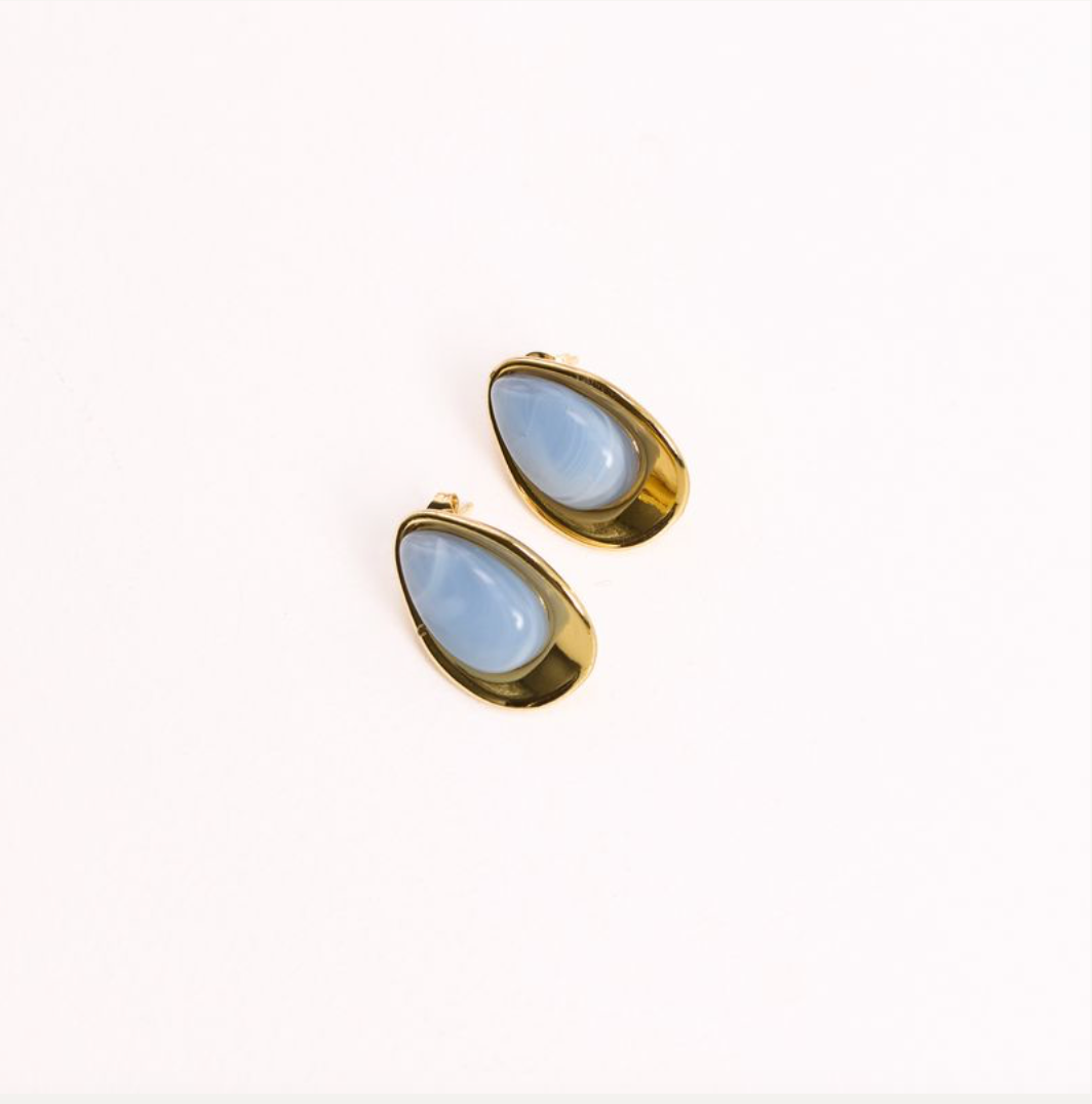 We Are Emte- Zuri Earrings in 18k Gold Plated + Blue