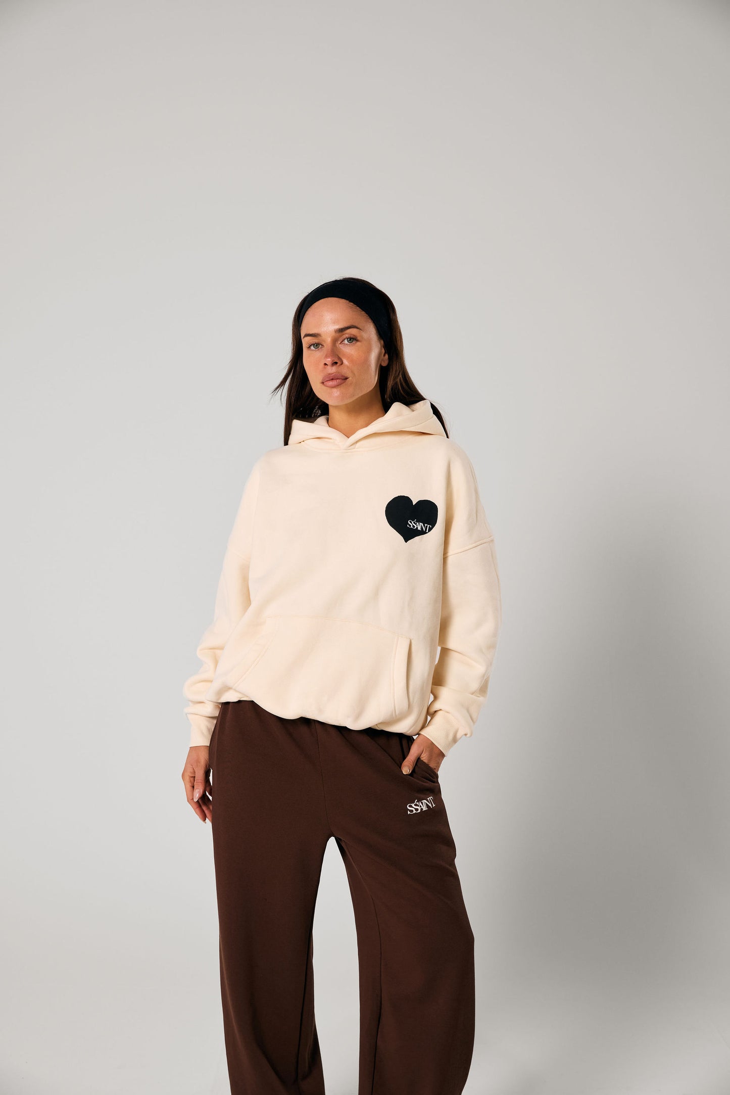 SSAINT - Heart Hoodie in Butter/ Black Heart