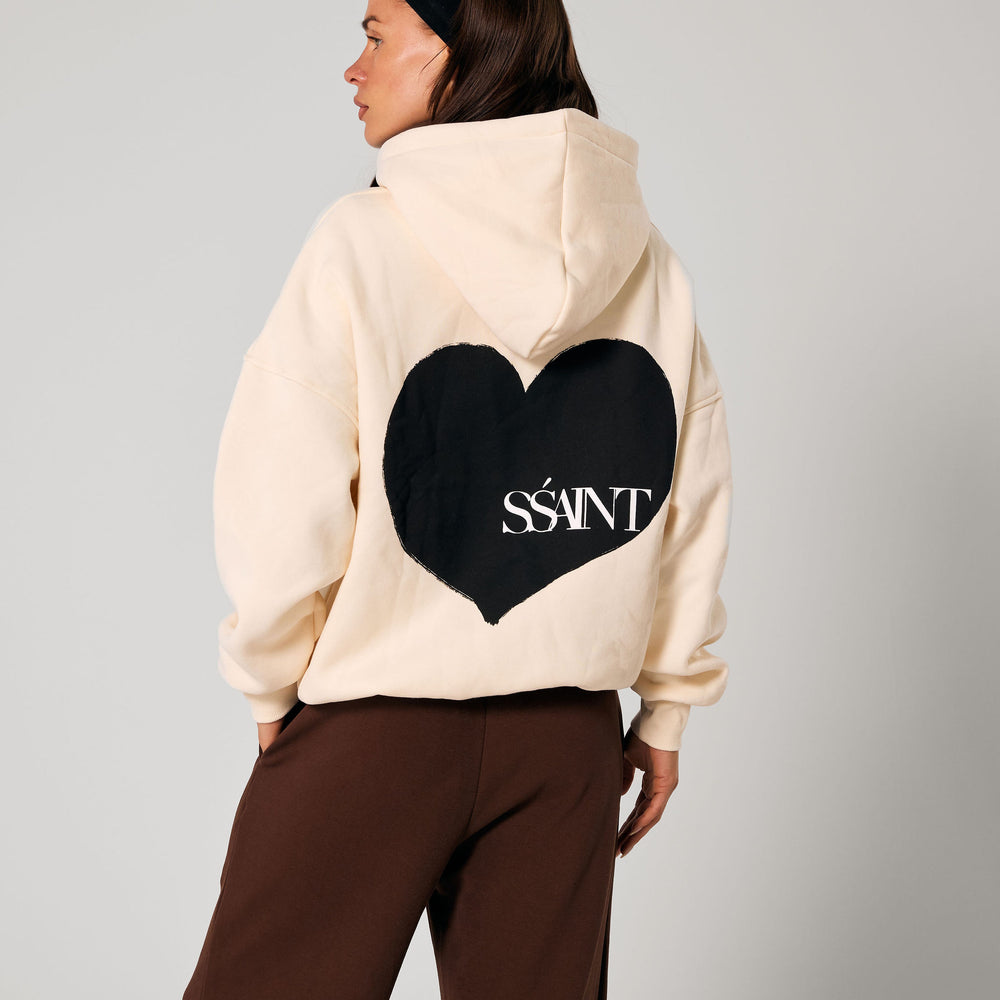 SSAINT - Heart Hoodie in Butter/ Black Heart