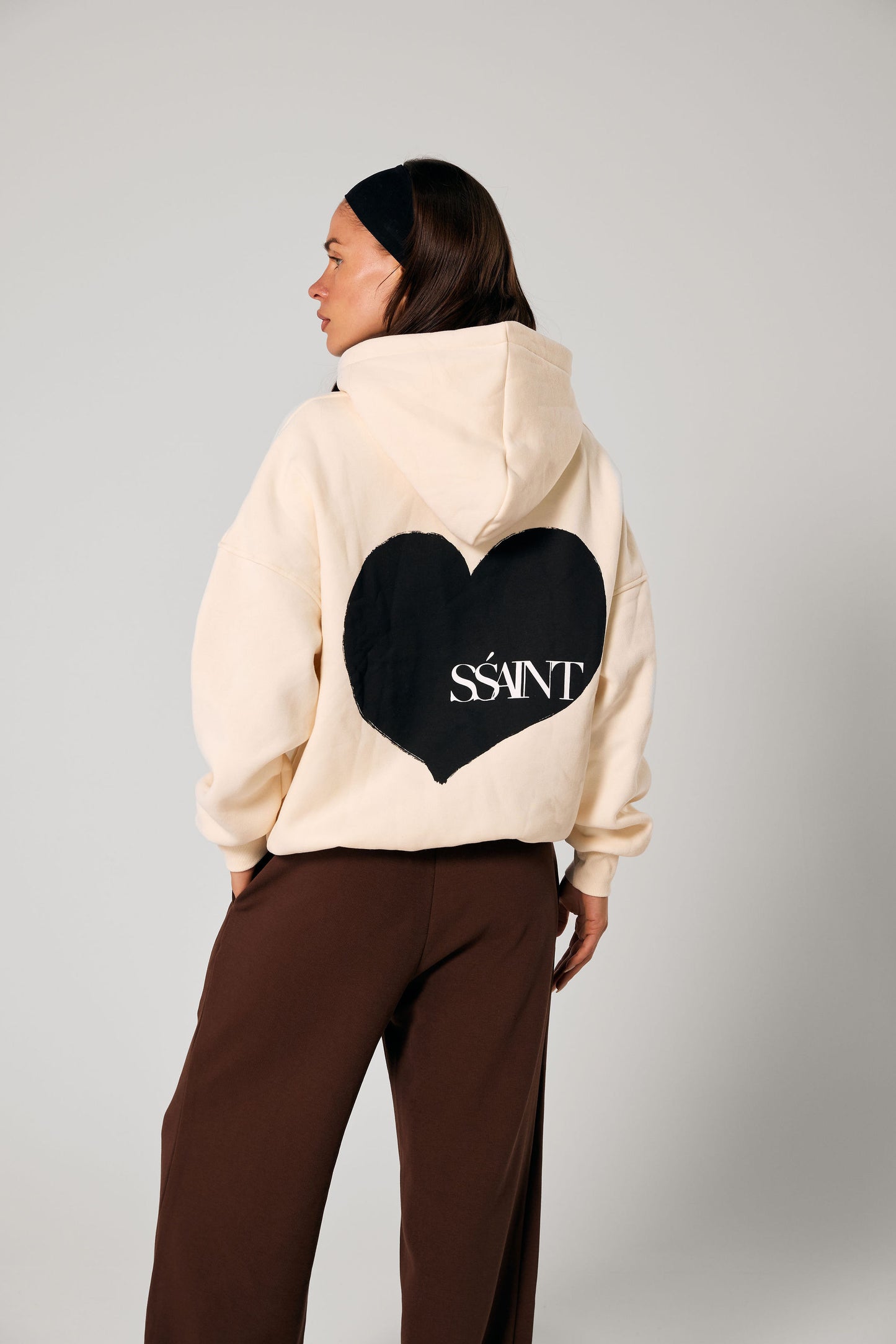 SSAINT - Heart Hoodie in Butter/ Black Heart