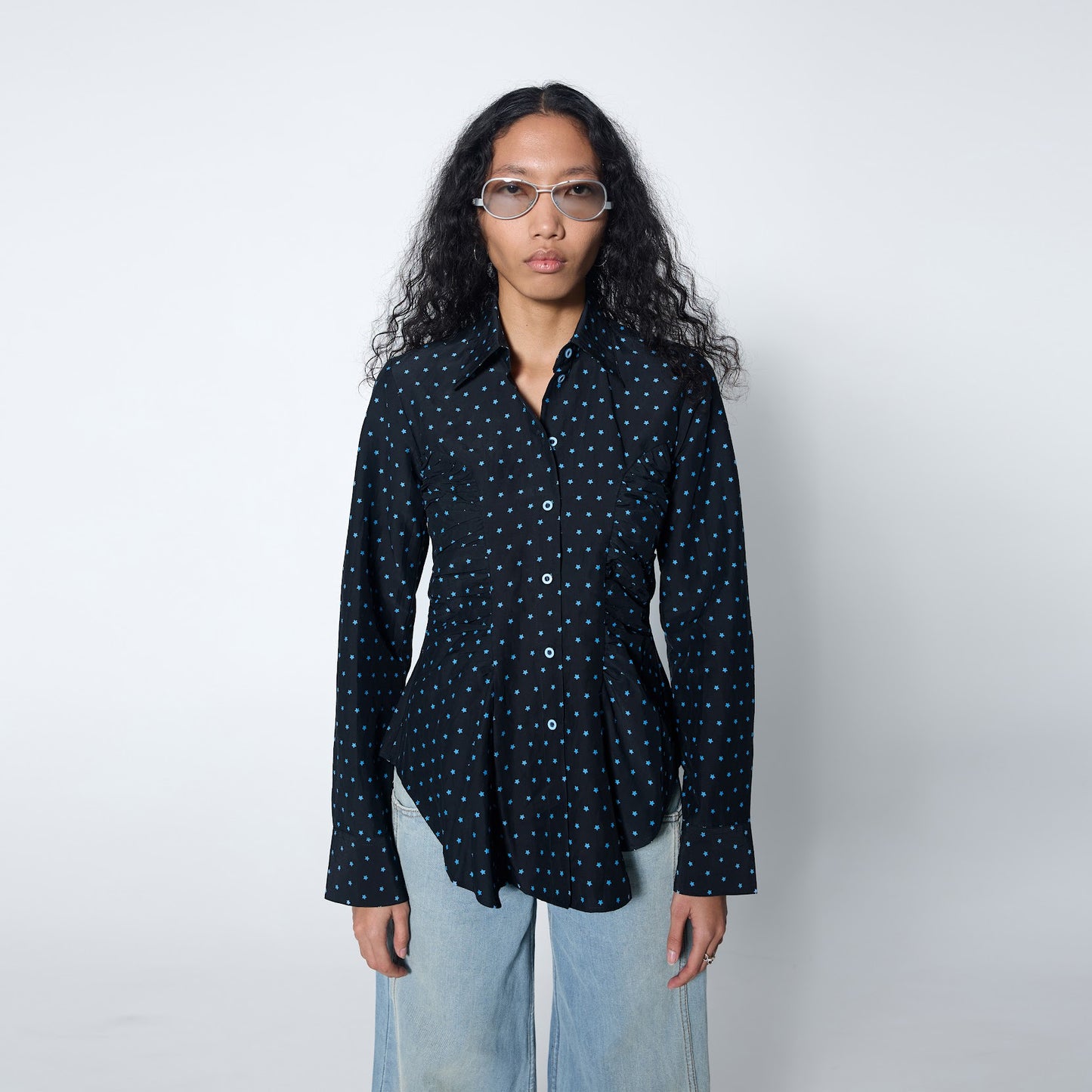 Arthur Apparel - Ruffle Blouse in Starry Night