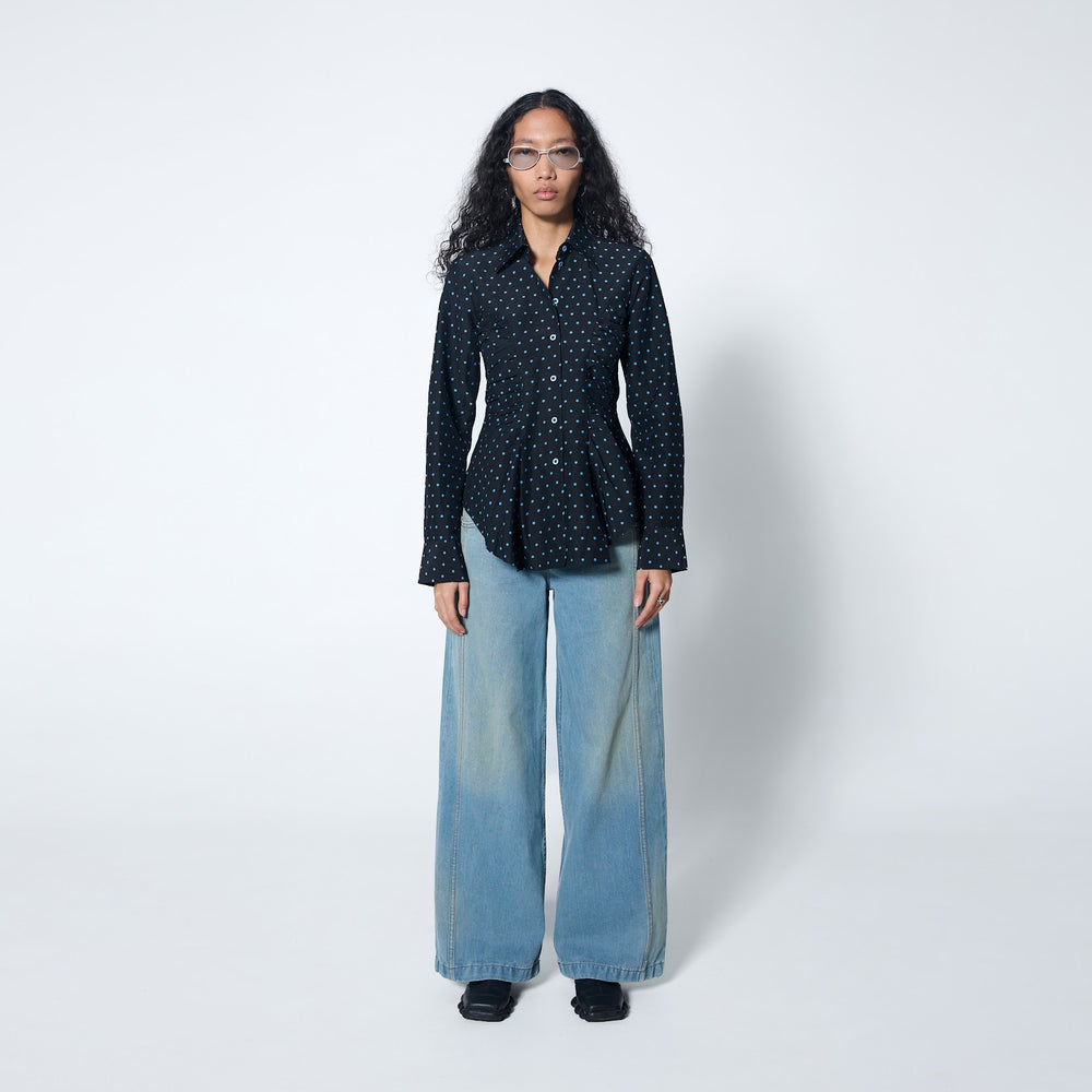 
                      
                        Arthur Apparel - Ruffle Blouse in Starry Night
                      
                    