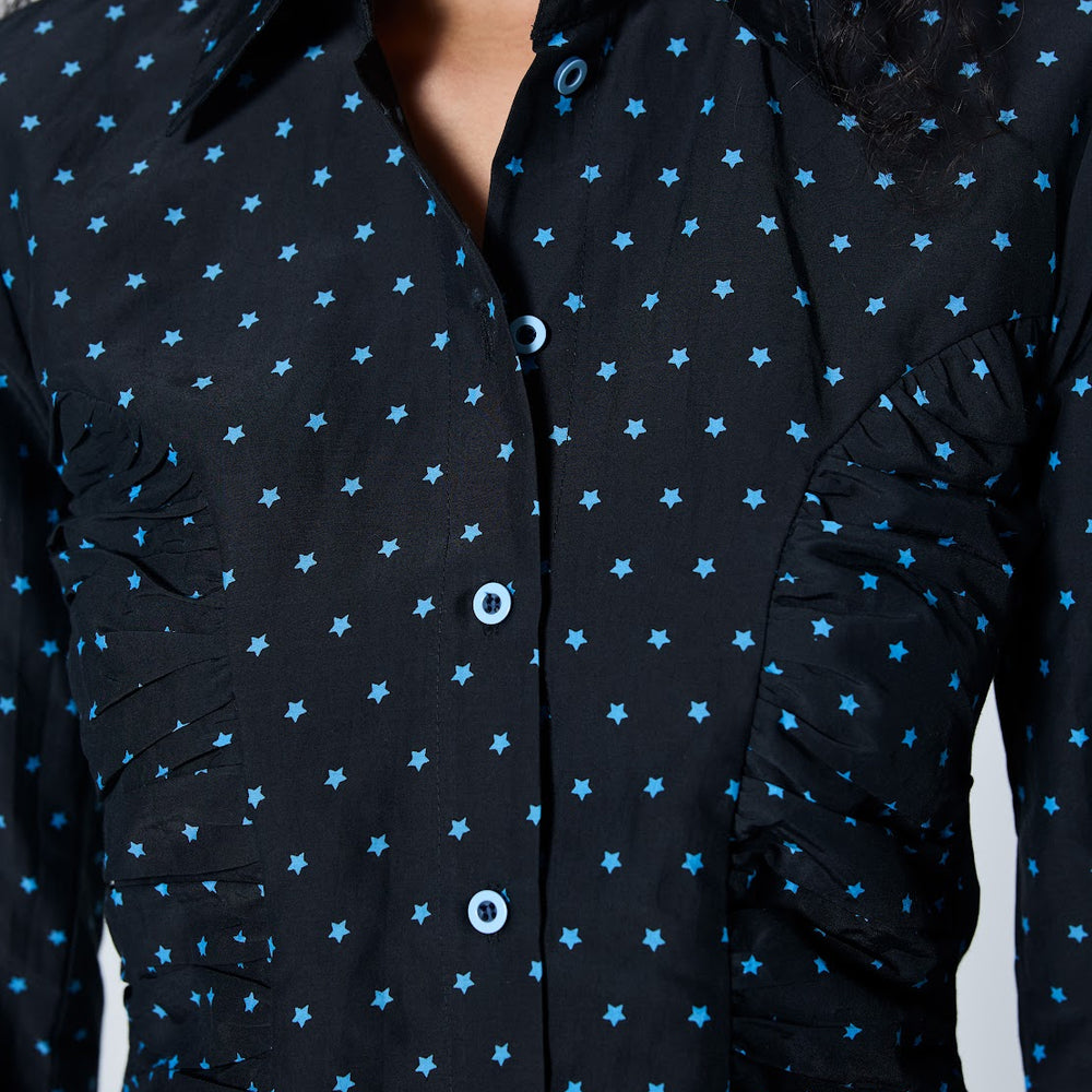 
                      
                        Arthur Apparel - Ruffle Blouse in Starry Night
                      
                    